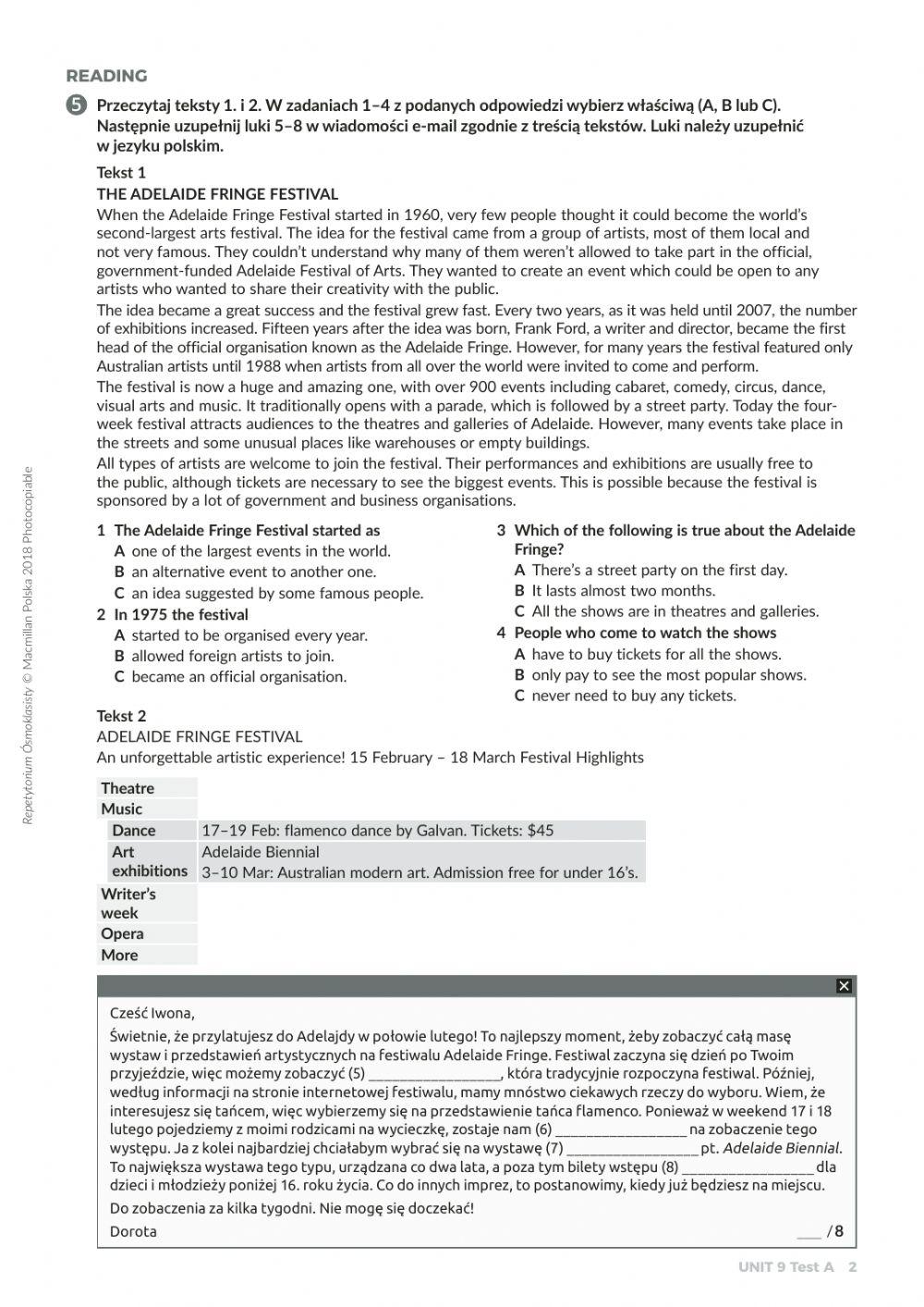 8 klasa unit 9 repetytorium test