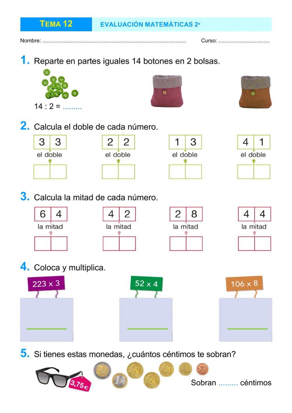 Control Matemáticas 2º Tema 12