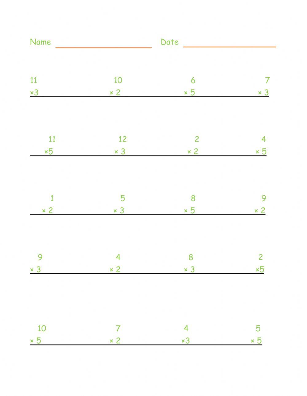 5, 3 & 2 Times Tables