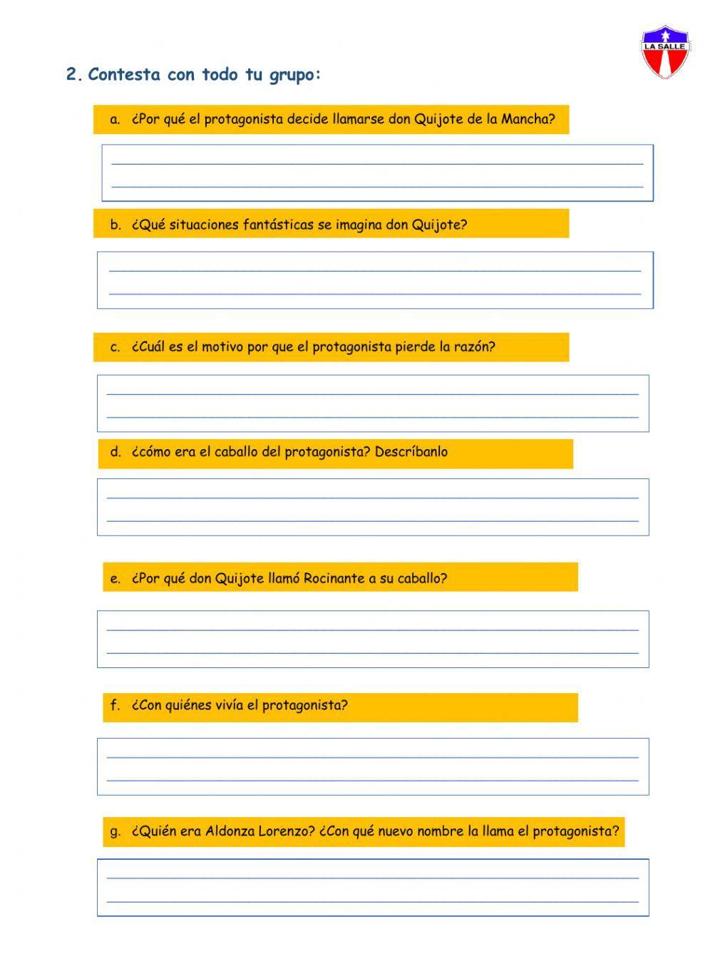 Comprensión lector-Don Quijote