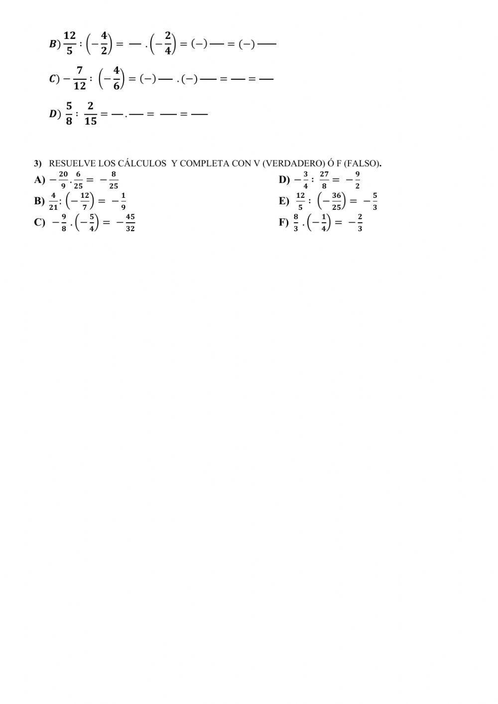 La multiplicacion y division de fracciones