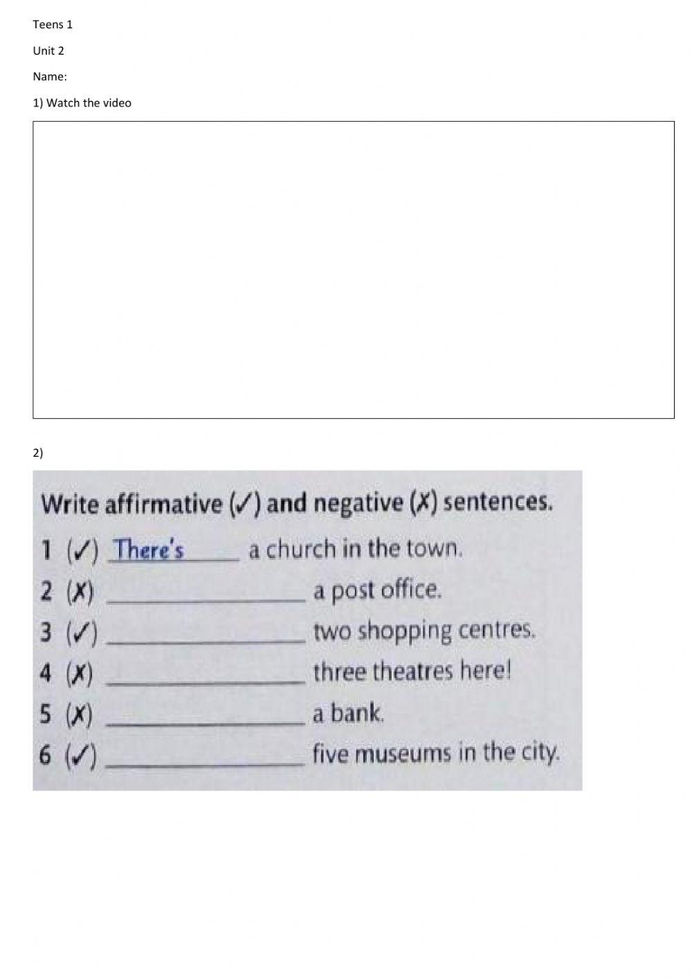 Teens 1 unit 2 class  thereis