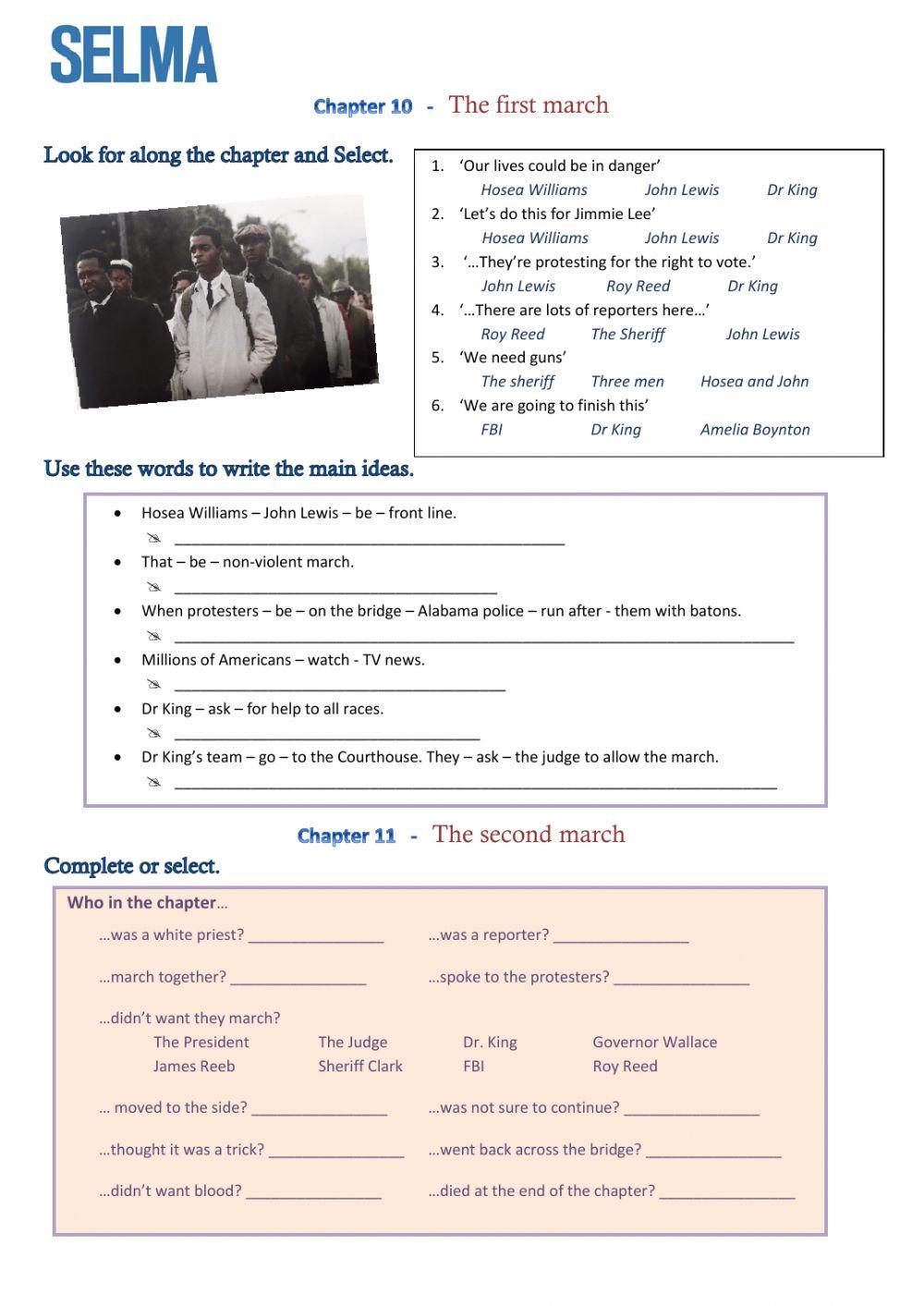 Selma chapters 1011 worksheet Live Worksheets