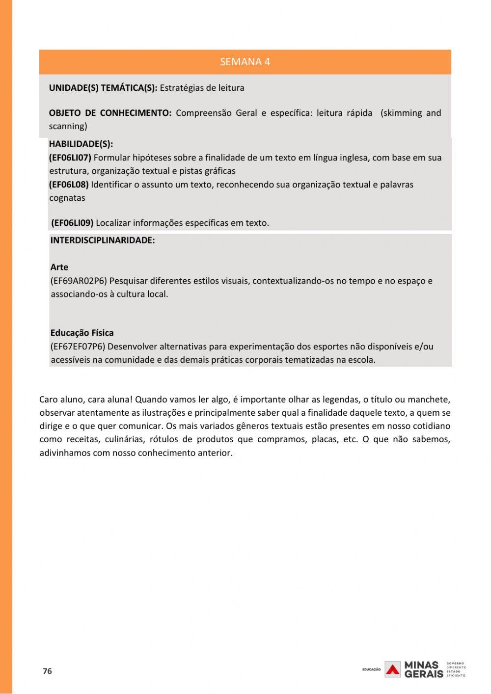 6th Grade English Class Part I Week IV