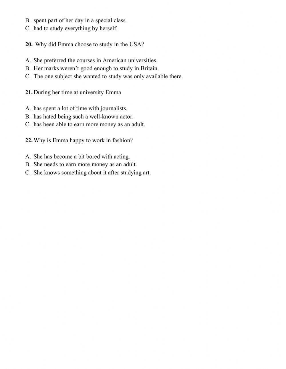 Midterm practice exam level A2 plus