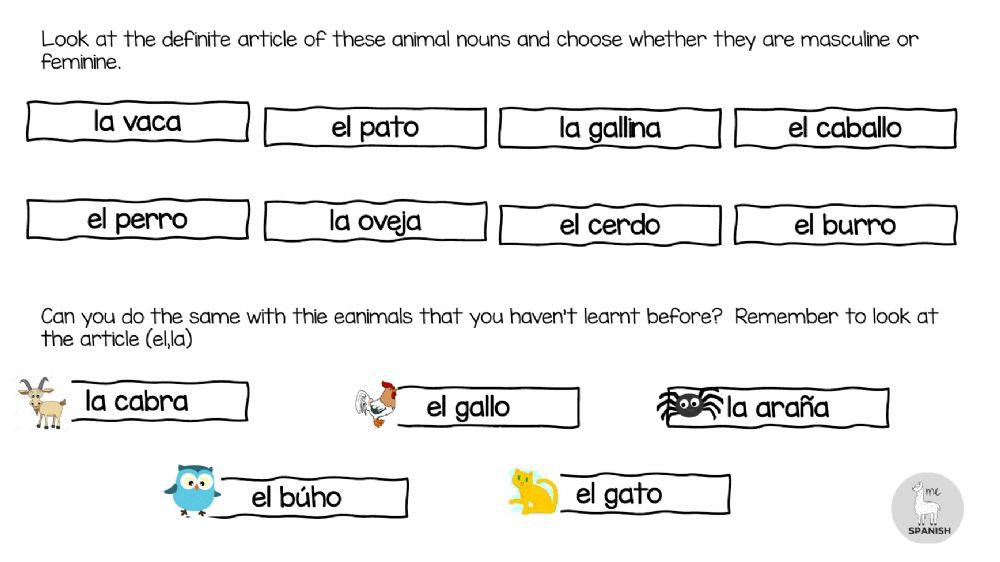 Masculine and feminine farm animals granja