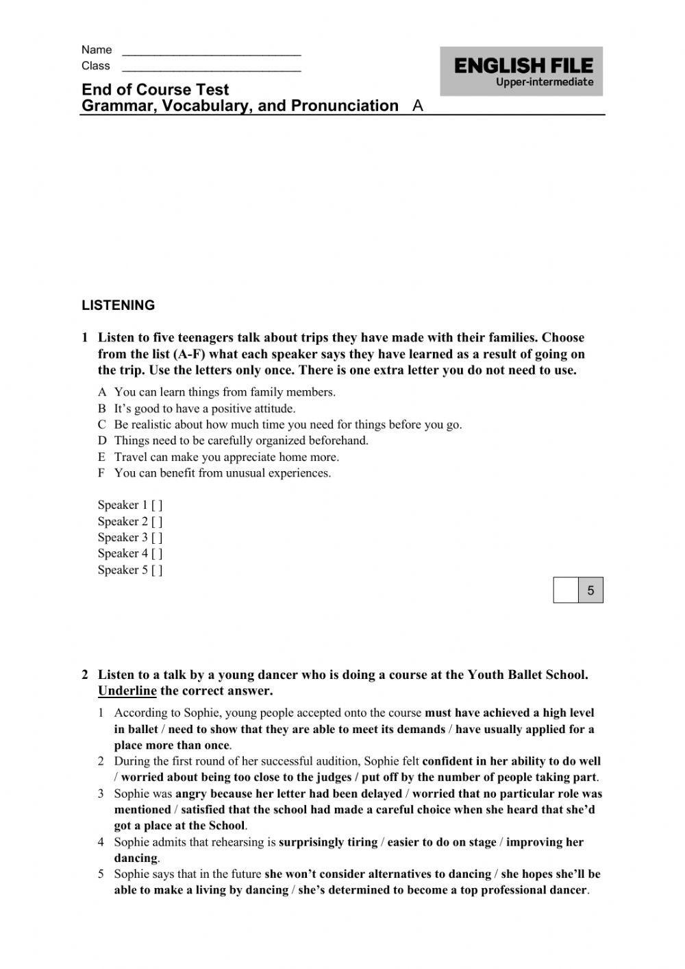 Upper-intermediate final test