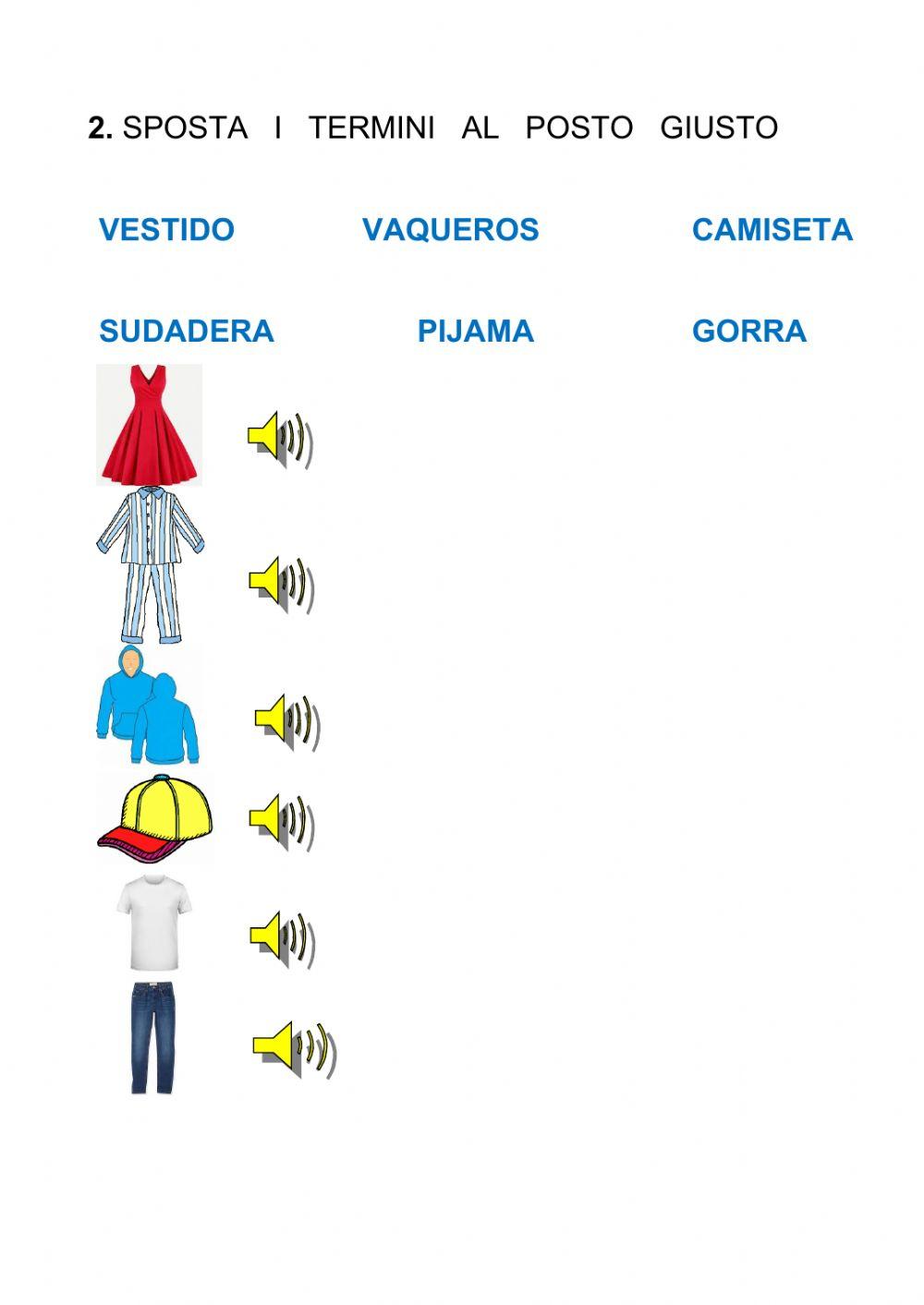Colori e vestiti spagnolo