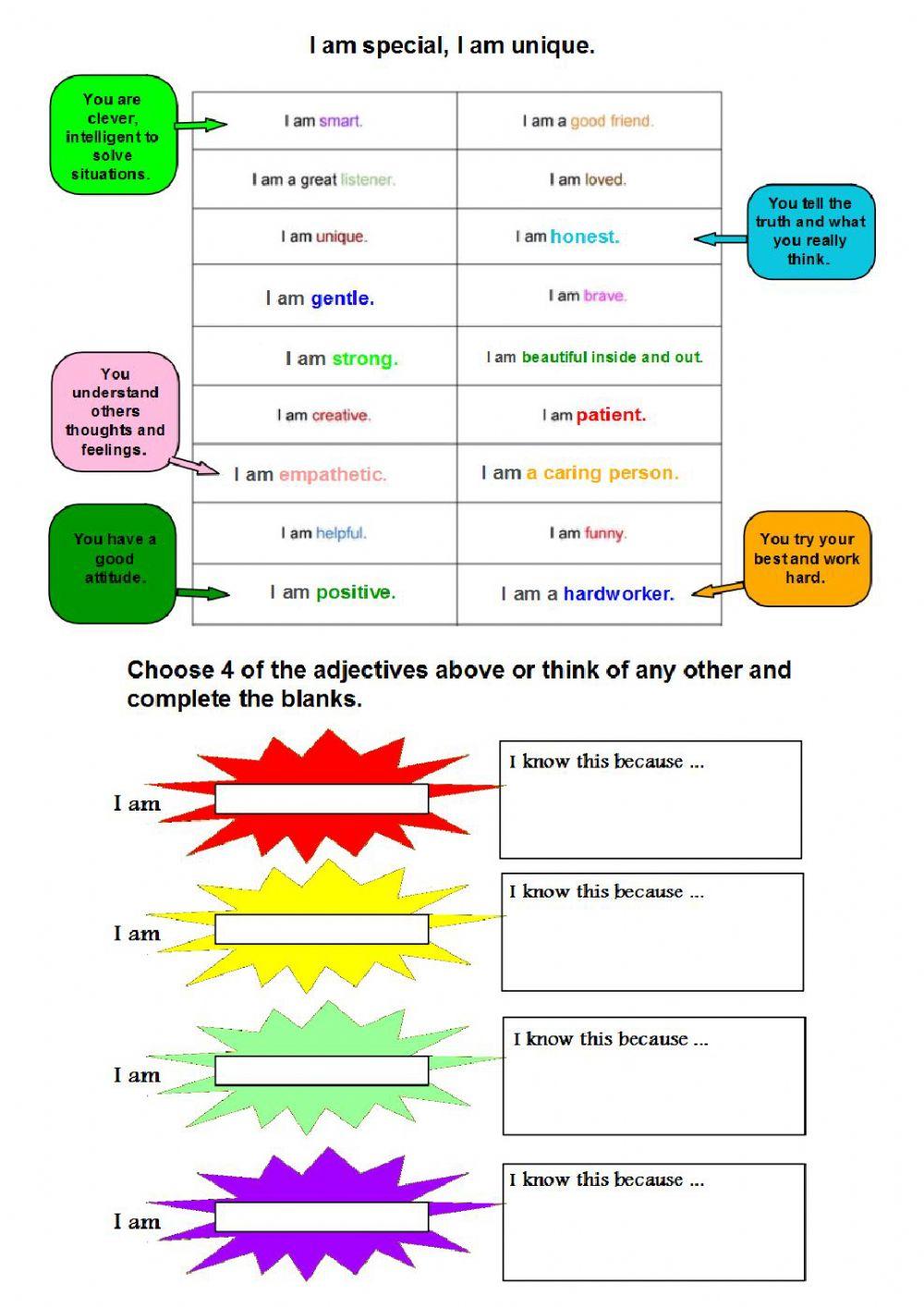 I am unique worksheet | Live Worksheets I am unique worksheet | Live Worksheets