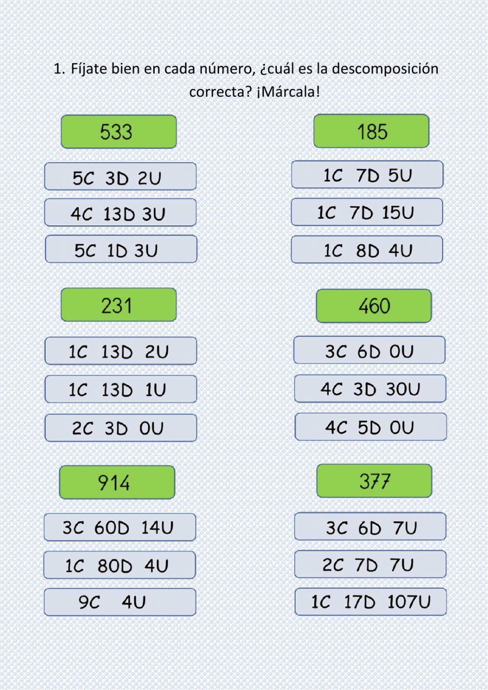 ¿Cuál es la descomposición correcta?