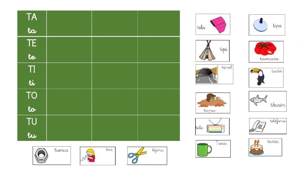 Palabras que comienzan por la letra t