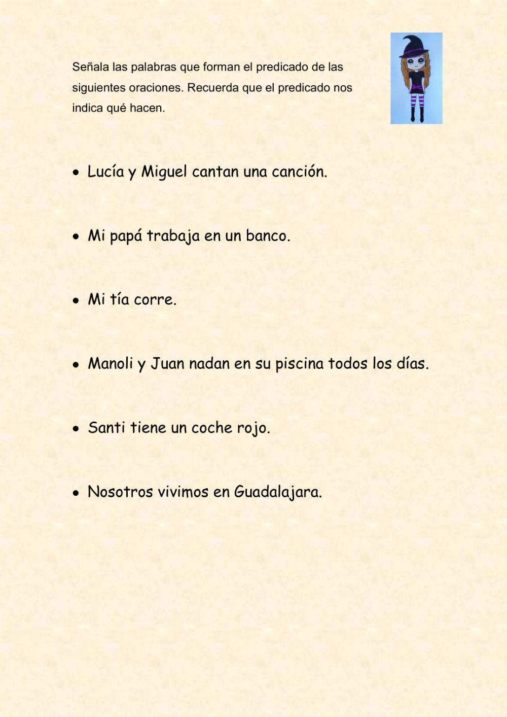 Señala el predicado