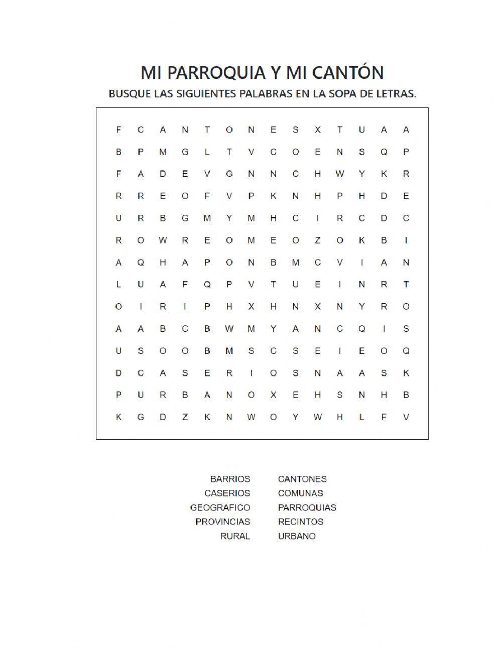 Mi parroquia y mi cantón