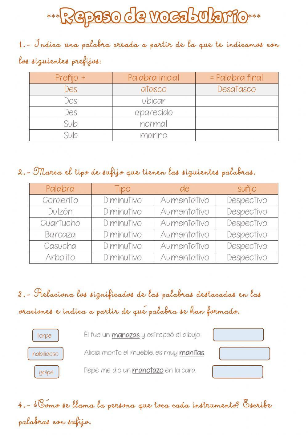 Repaso vocabulario sufijos