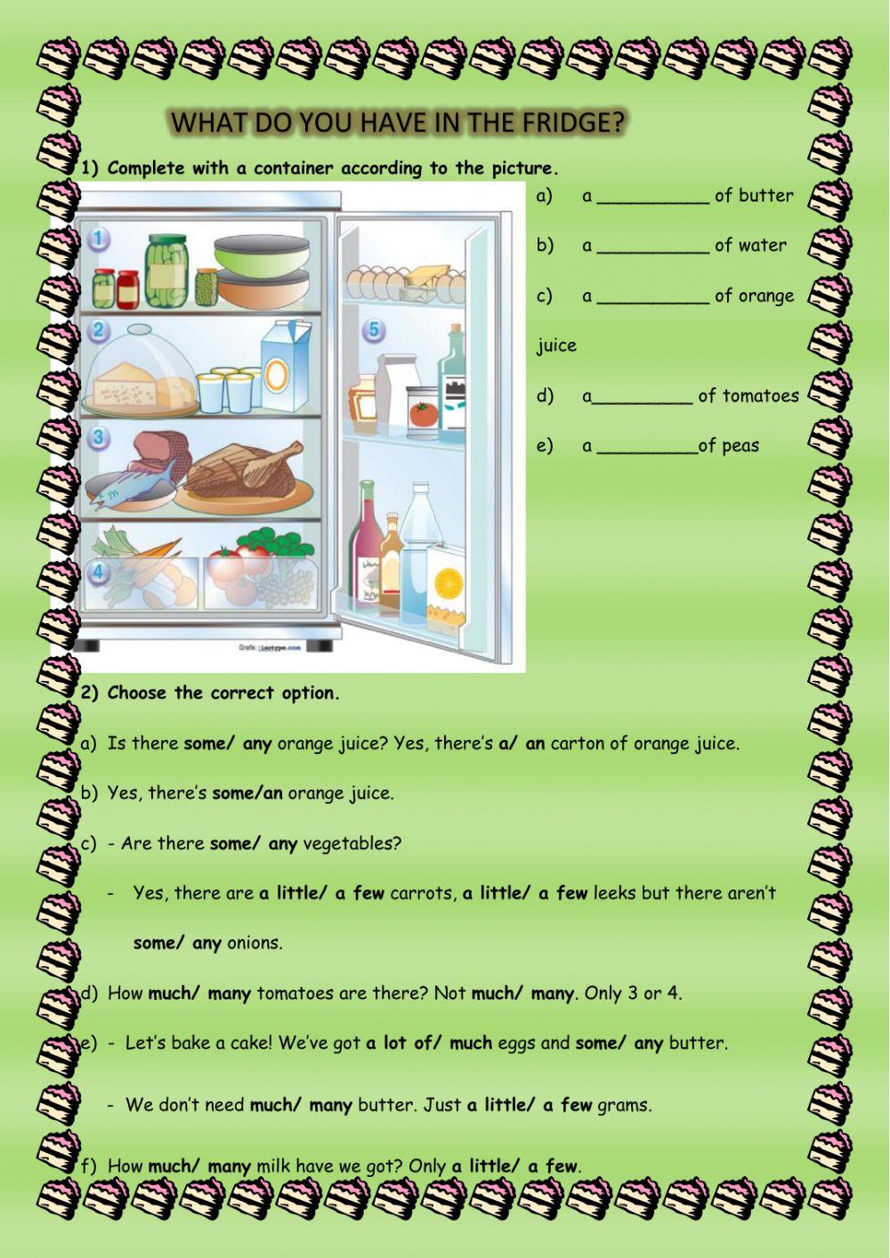 Food containers and quantifiers