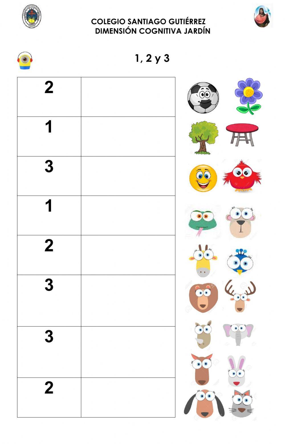 Los números de uno al tres