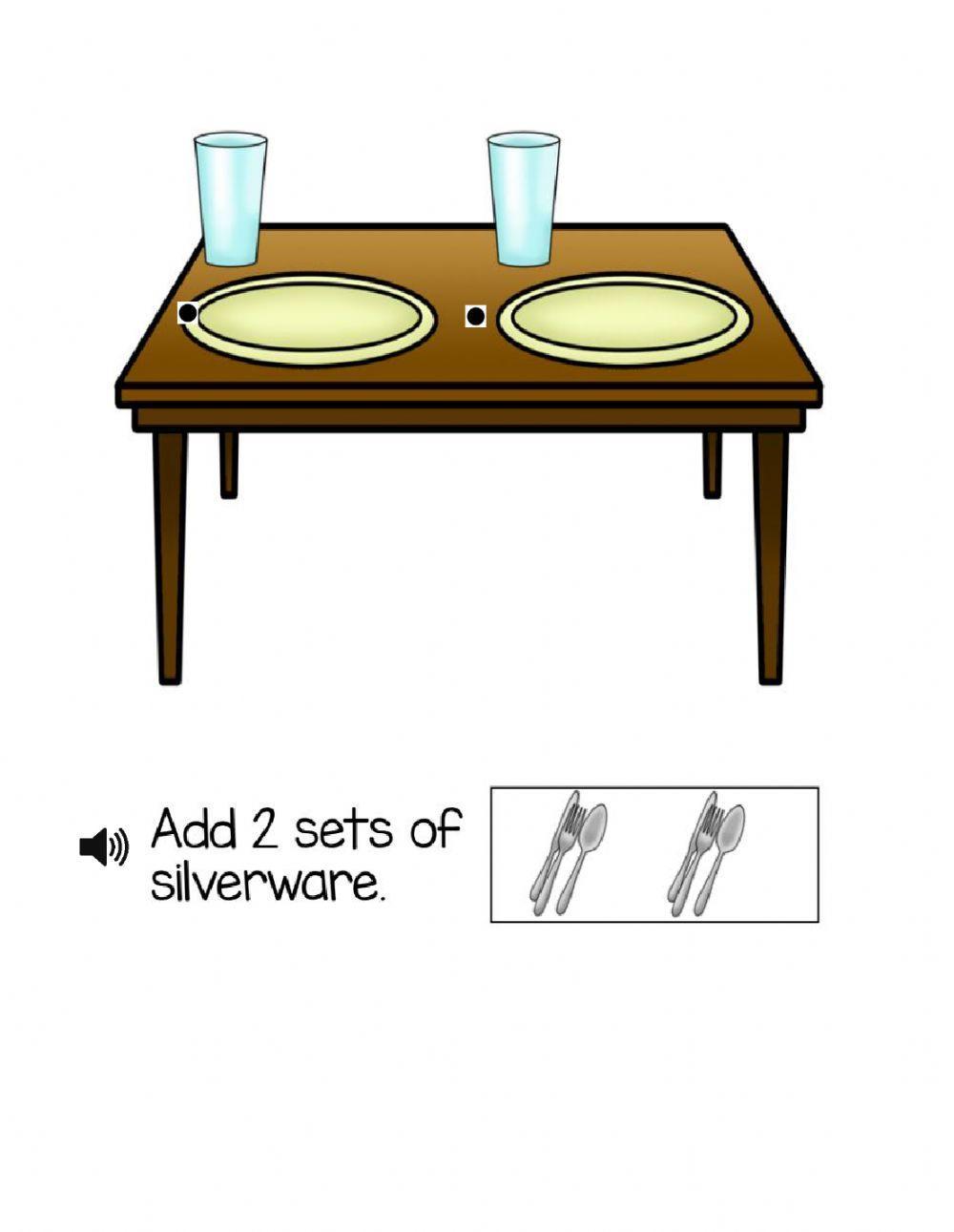 Setting the table interactive worksheet | Live Worksheets