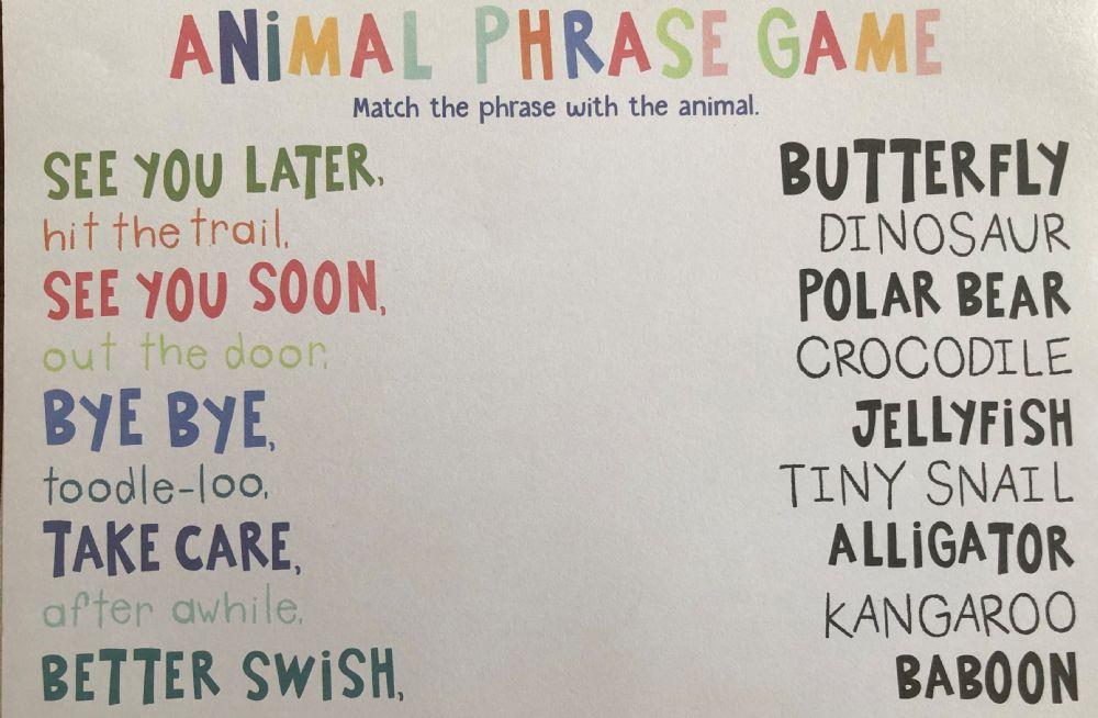 Animal Phrases Match
