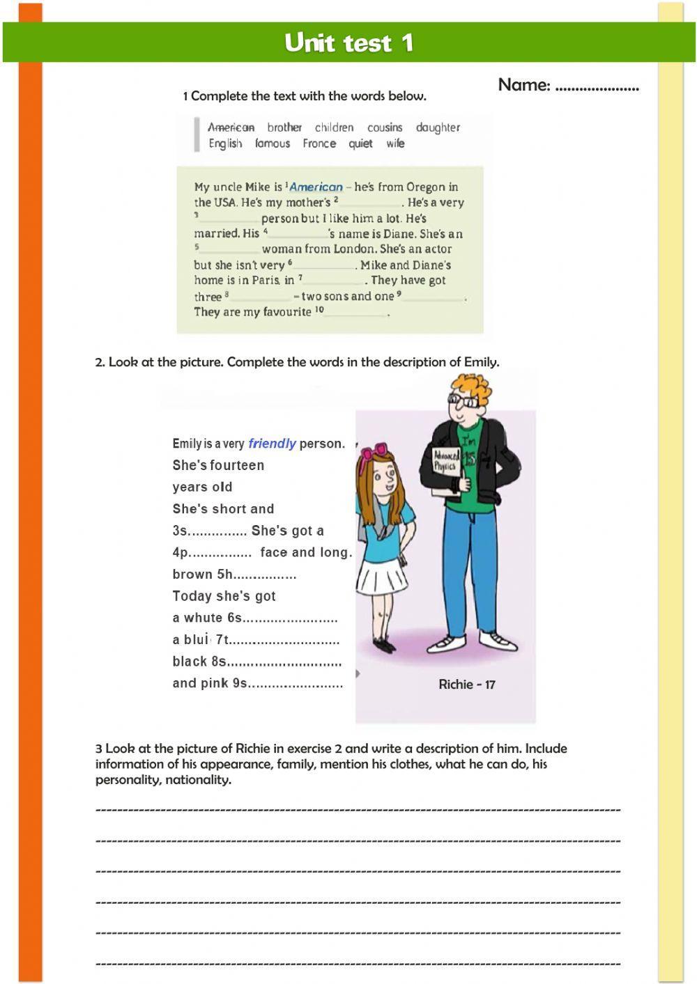 Unit test 1 - Wider World 1