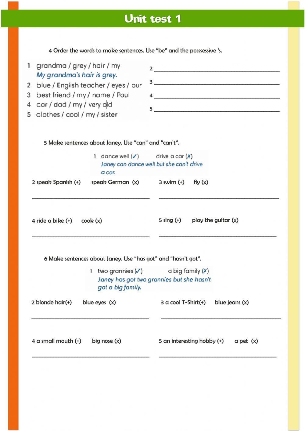 Unit test 1 - Wider World 1