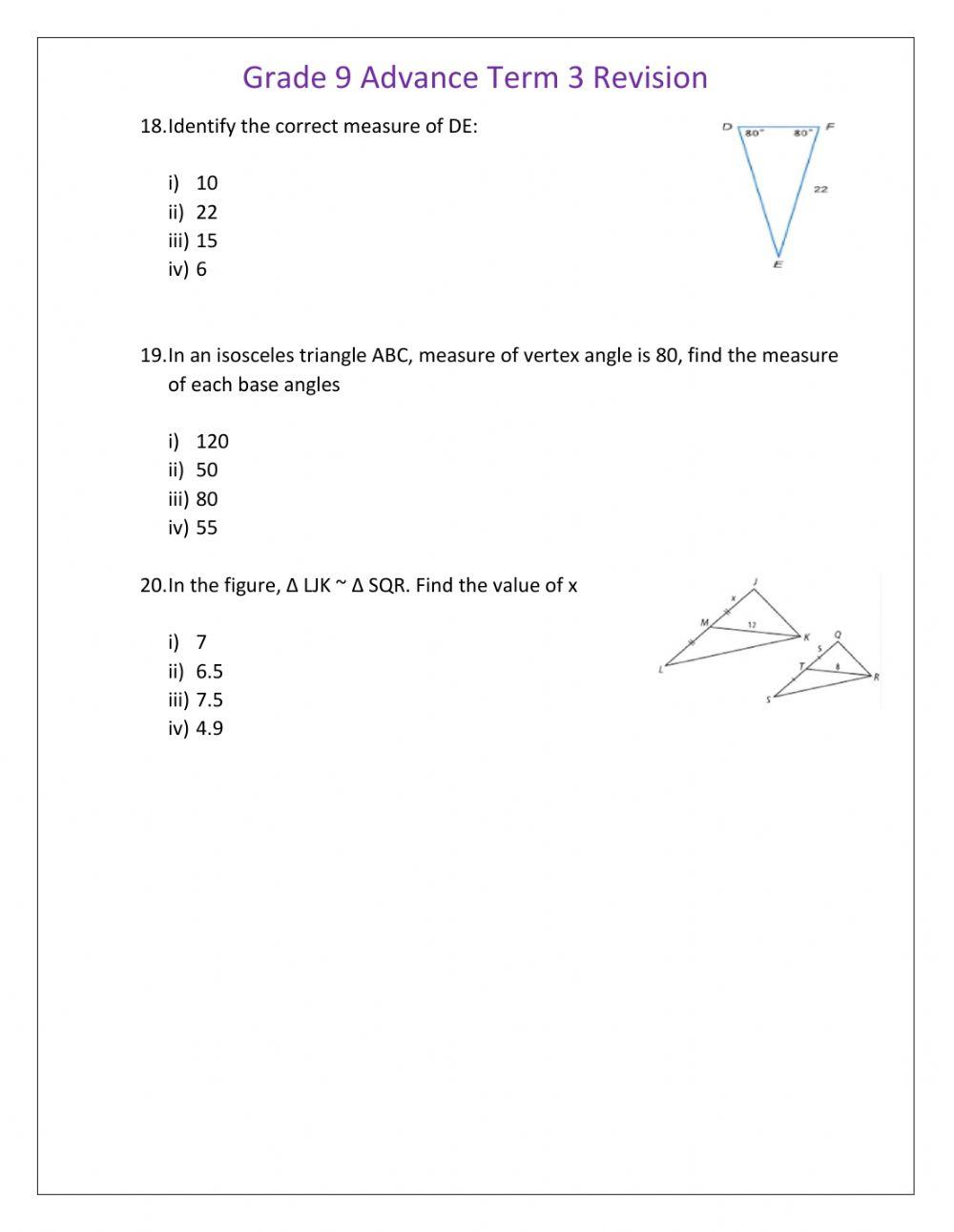 Revision for Term 3 Grade 9