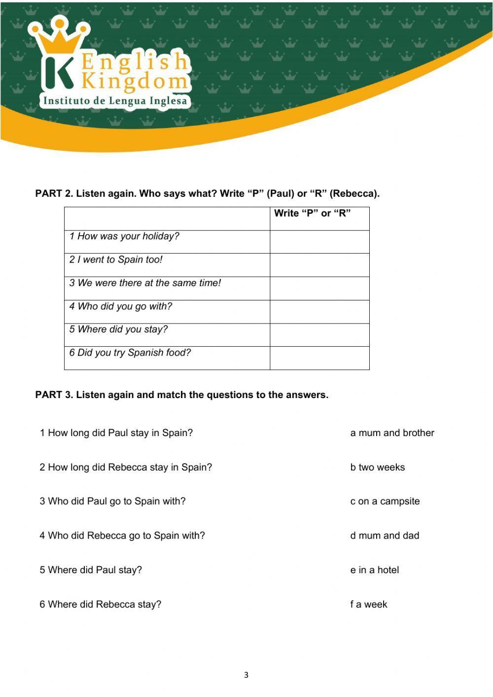 Teens 2-Reading and listening assignment