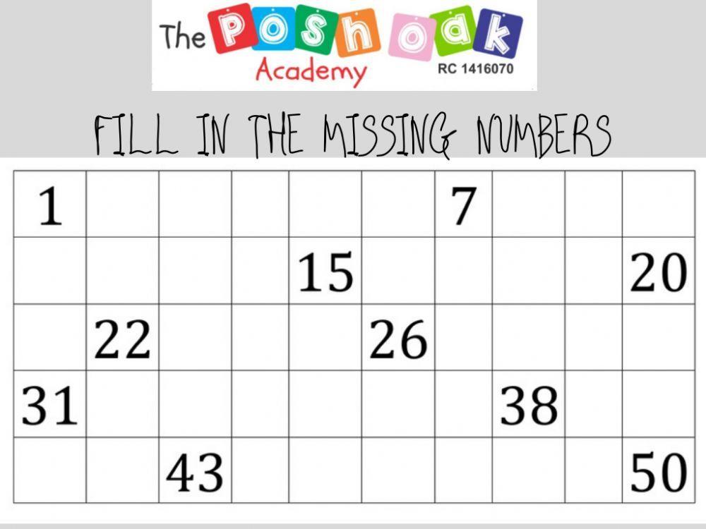 Fill in missing letters 1-50