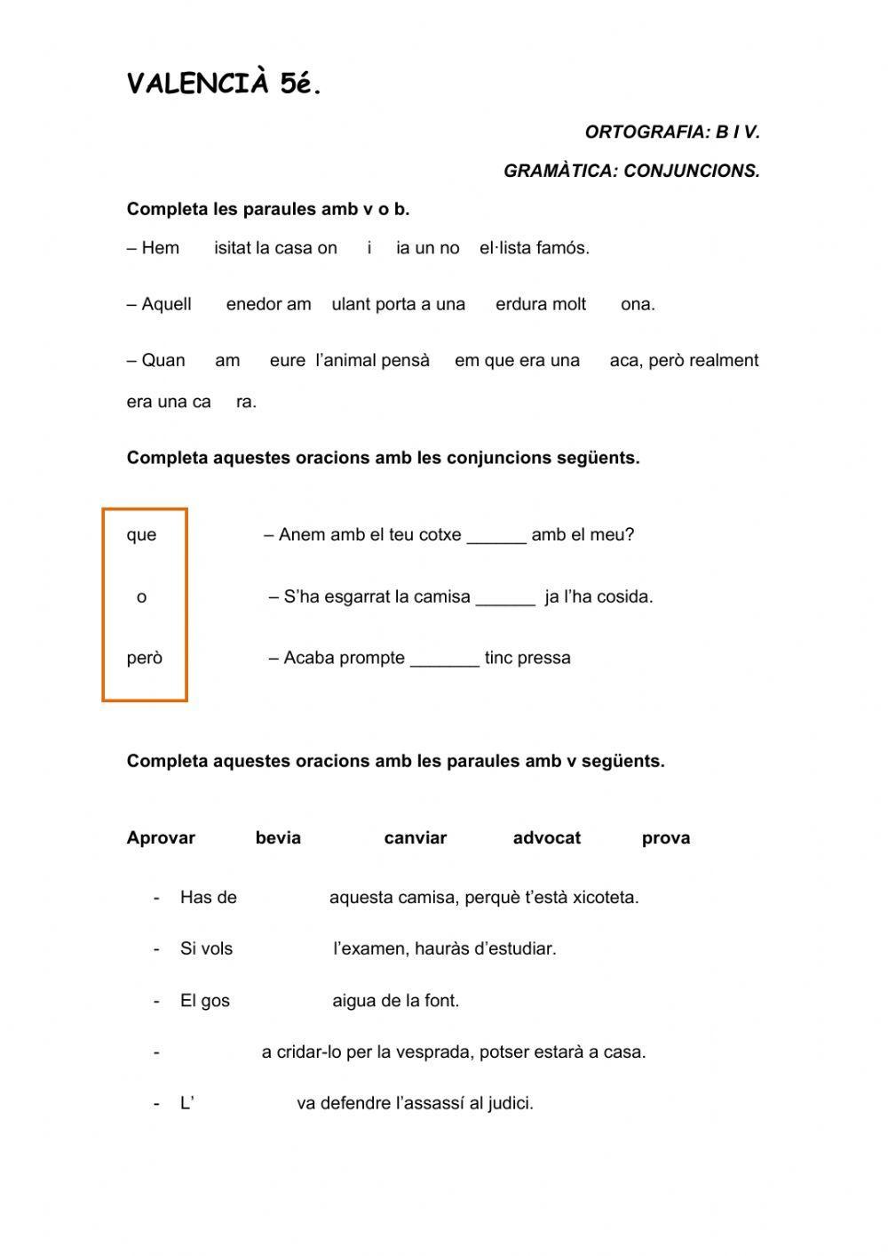 Valencià 5é. Repàs