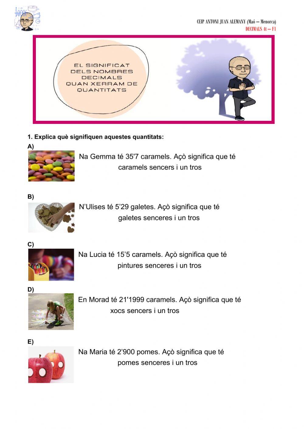 Significat dels decimals en quantitats