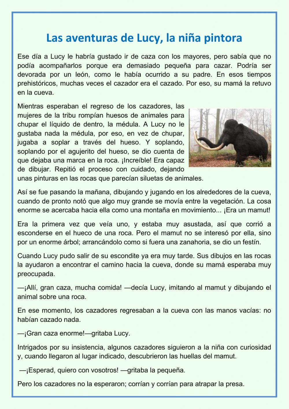 Comprensión lectora: Las aventuras de Lucy