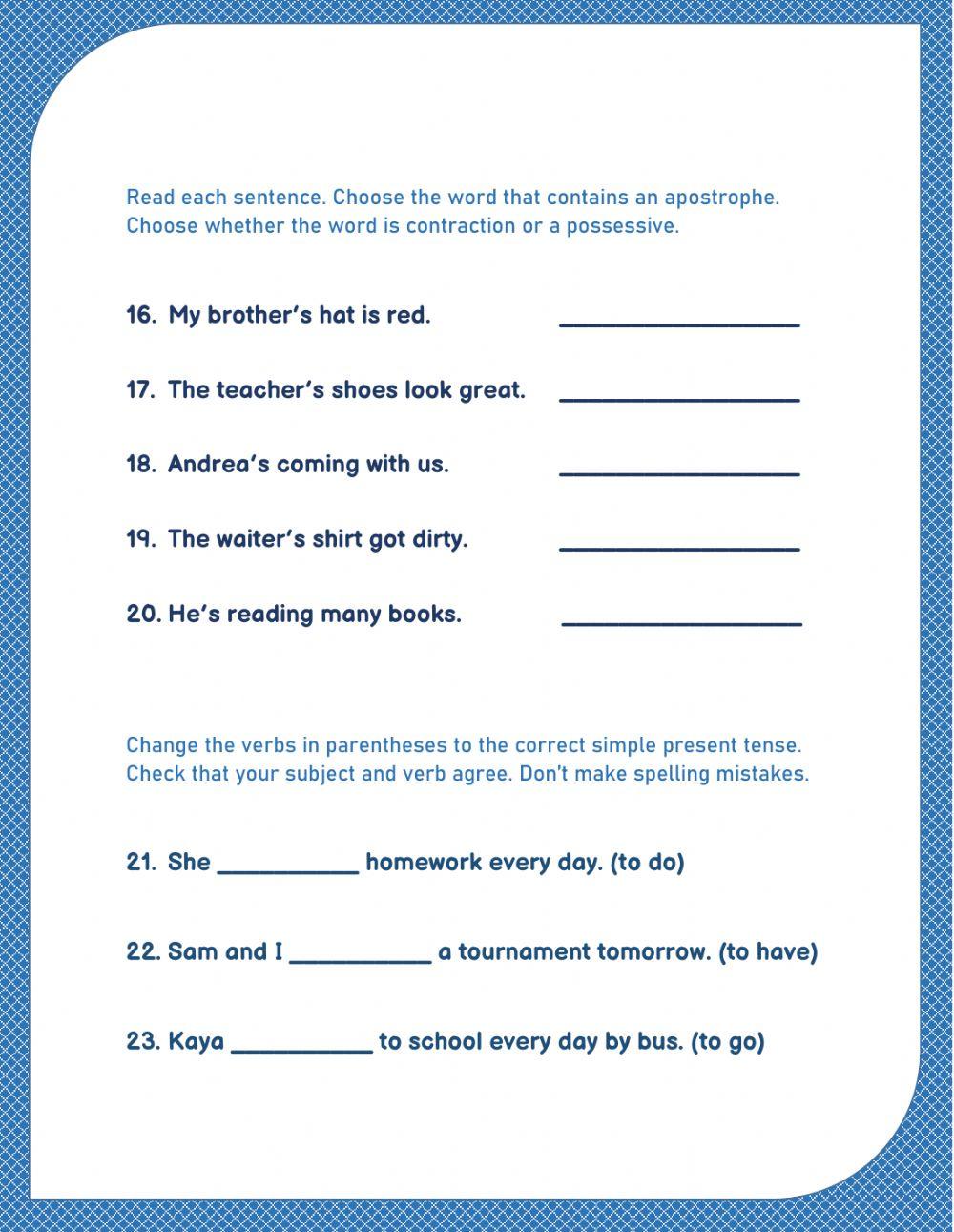 Language Arts - Grammar Test