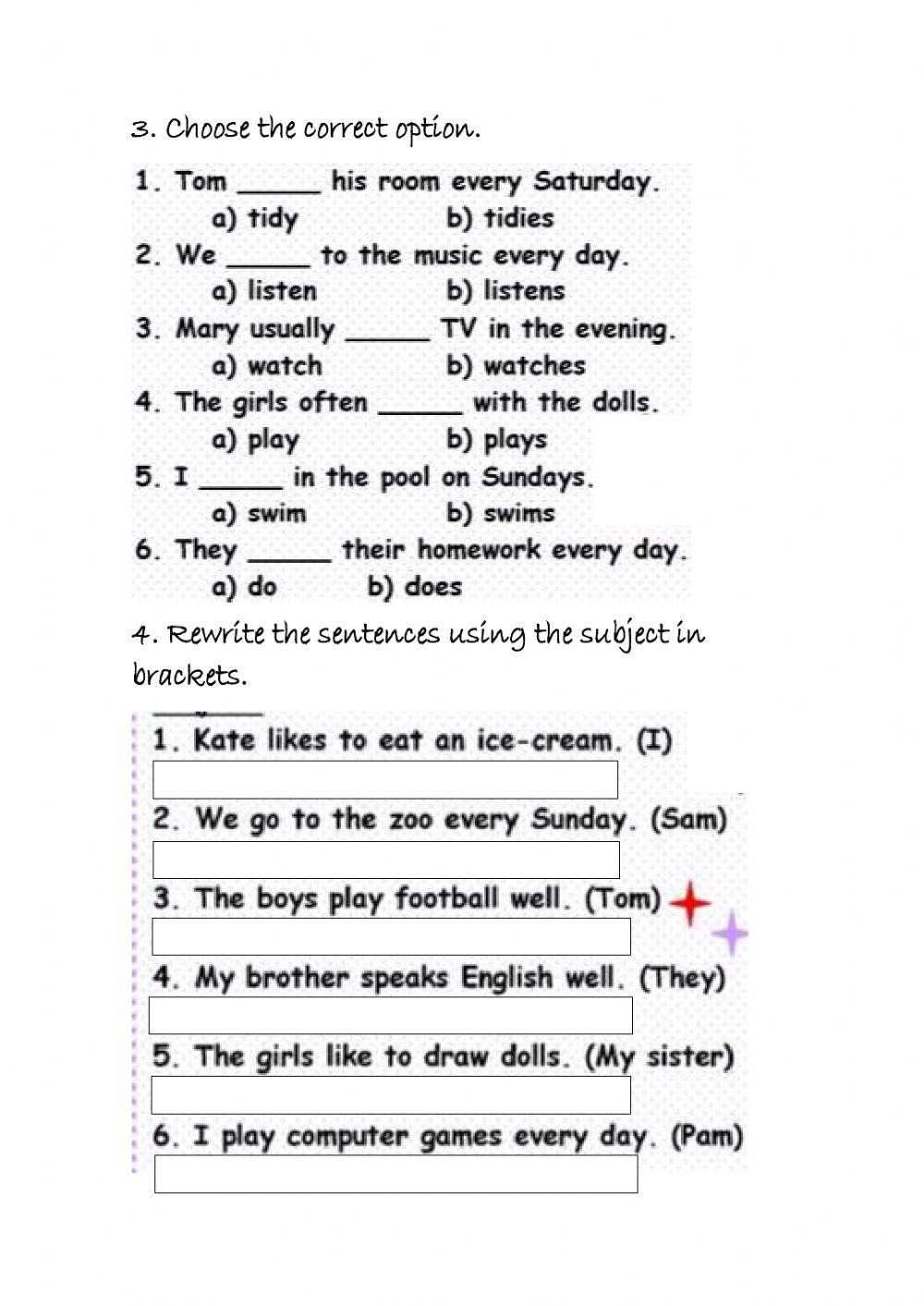 Present simple | Free Interactive Worksheets | 269242, image size:1000x1413