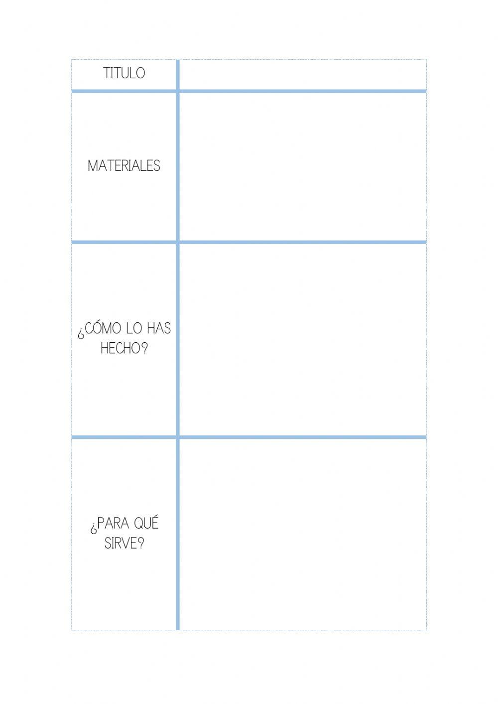 Ficha para exponer experimentos.