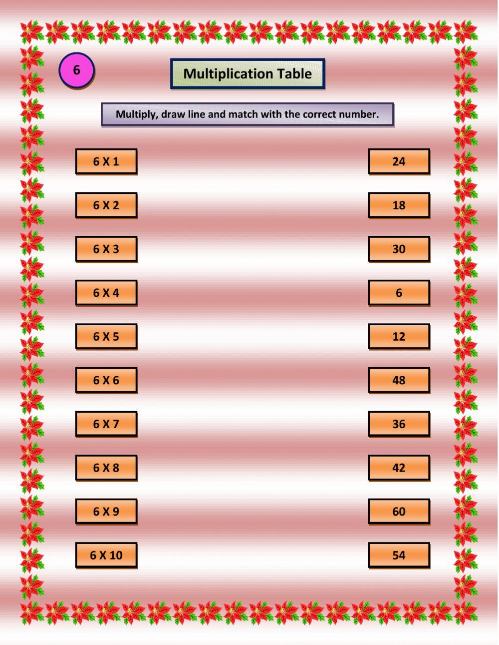 Multiplication Table : 6