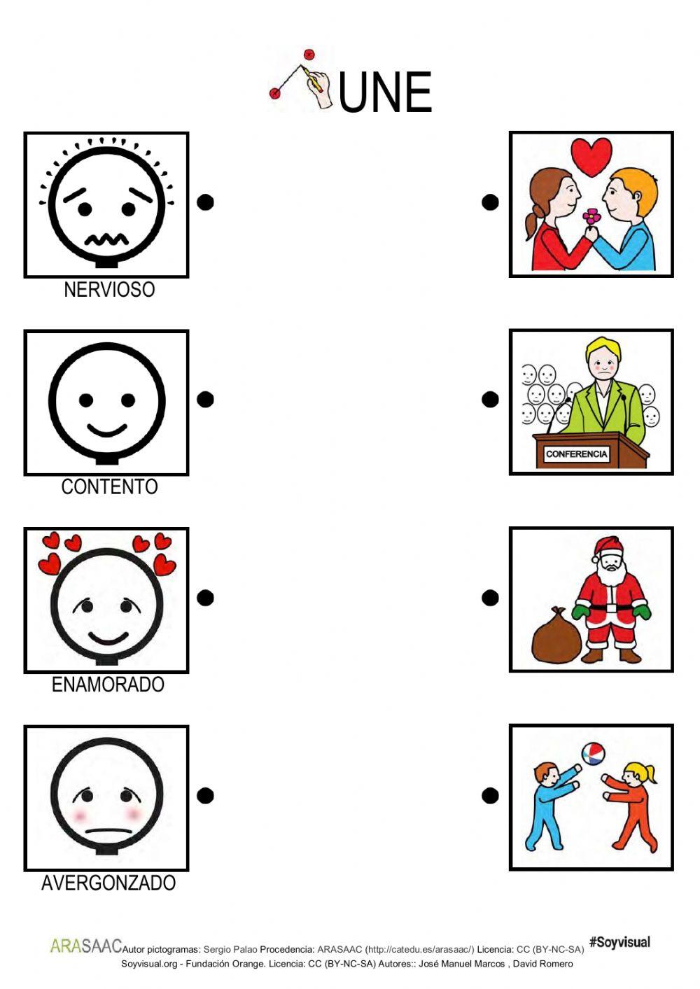 Unir emociones y sentimientos - pictogramas arasaac