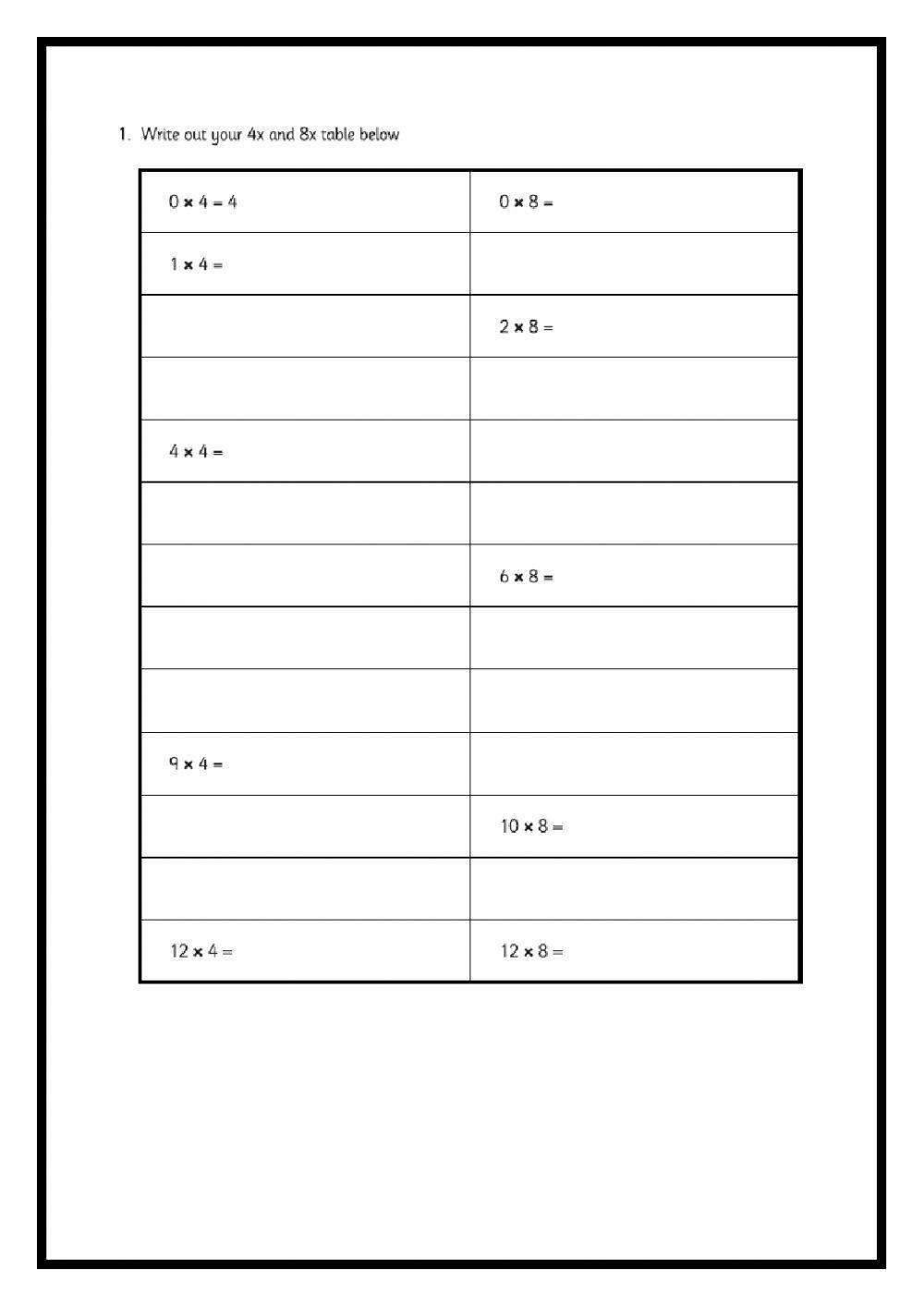 Multiplication and Division Test