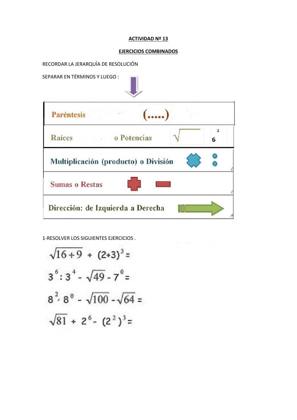 Ejercicios comb… | Free Interactive Worksheets | 265426