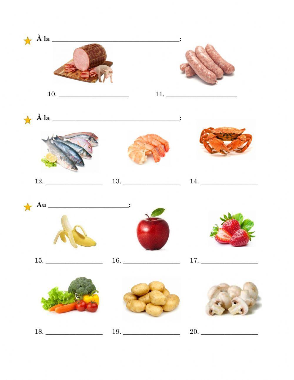 La Nourriture Worksheet