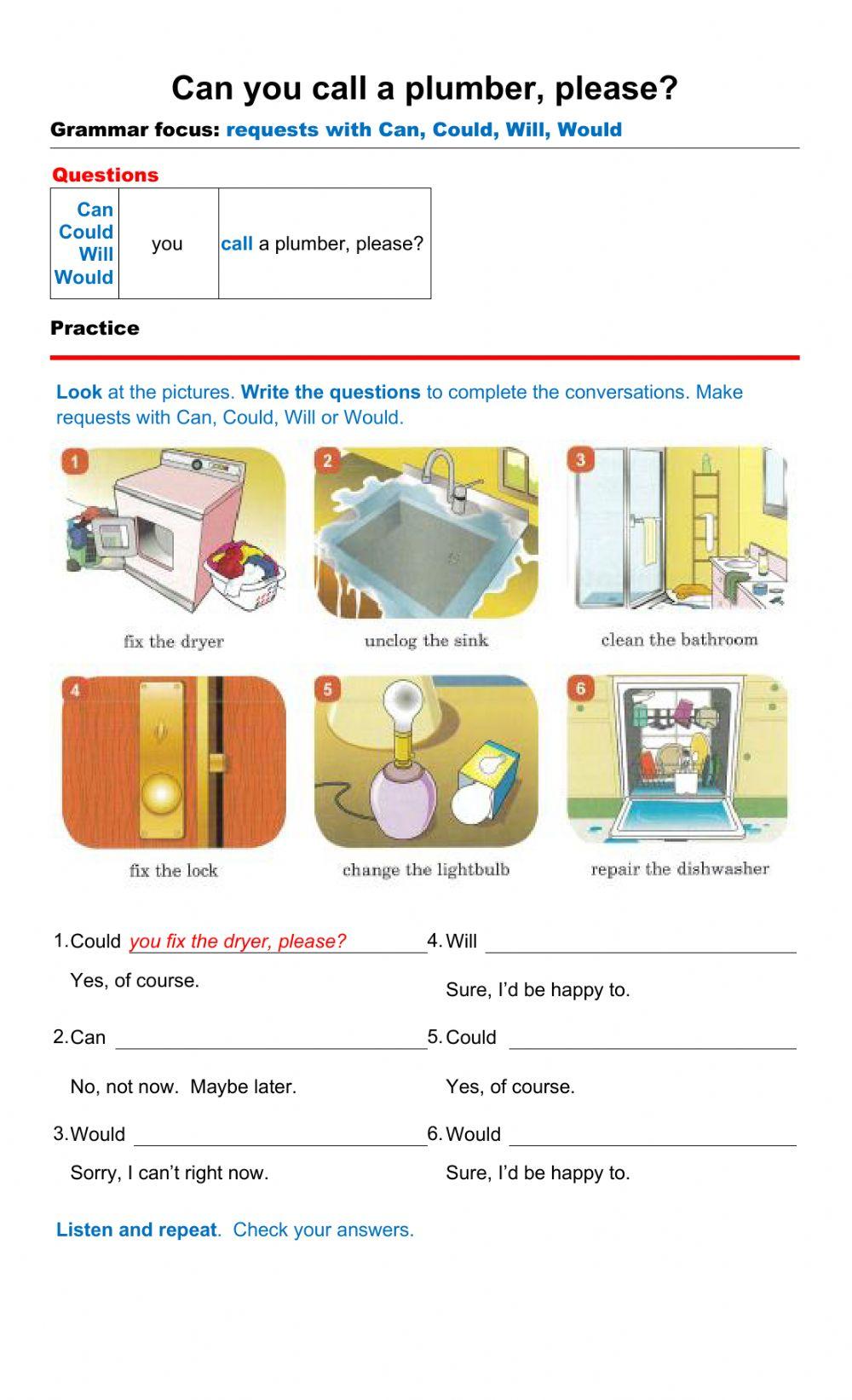 Can you call a plumber, please?