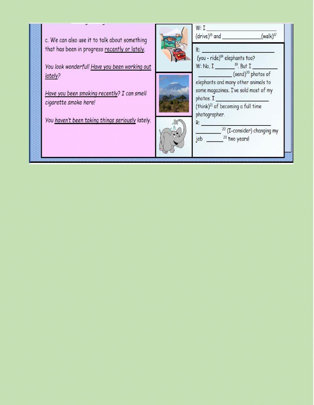 Present perfect continuous