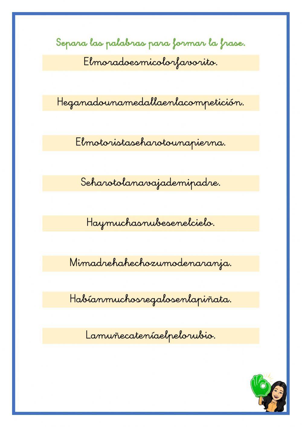 Separar palabras para formar frases