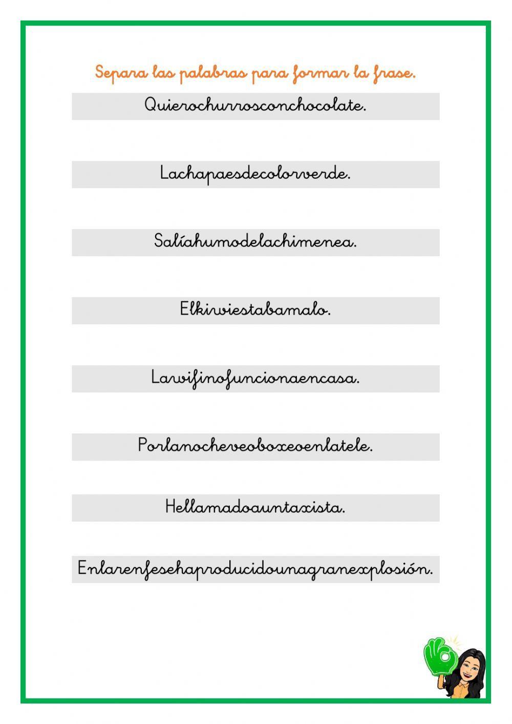 Separar palabras para formar frases