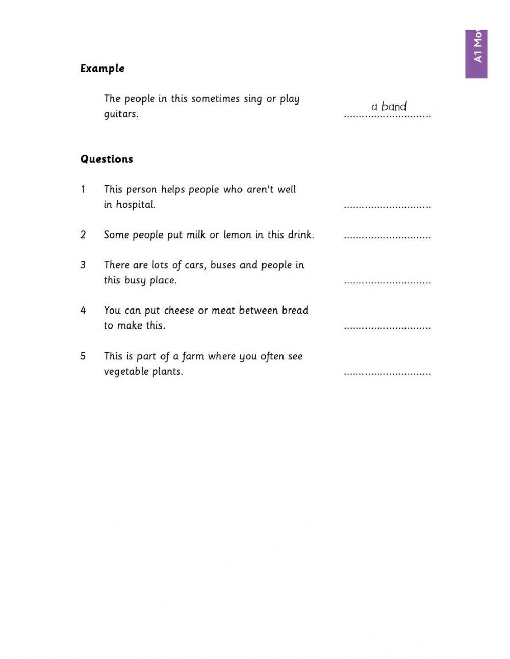 Movers Reading and Writing- Parts 1-3.