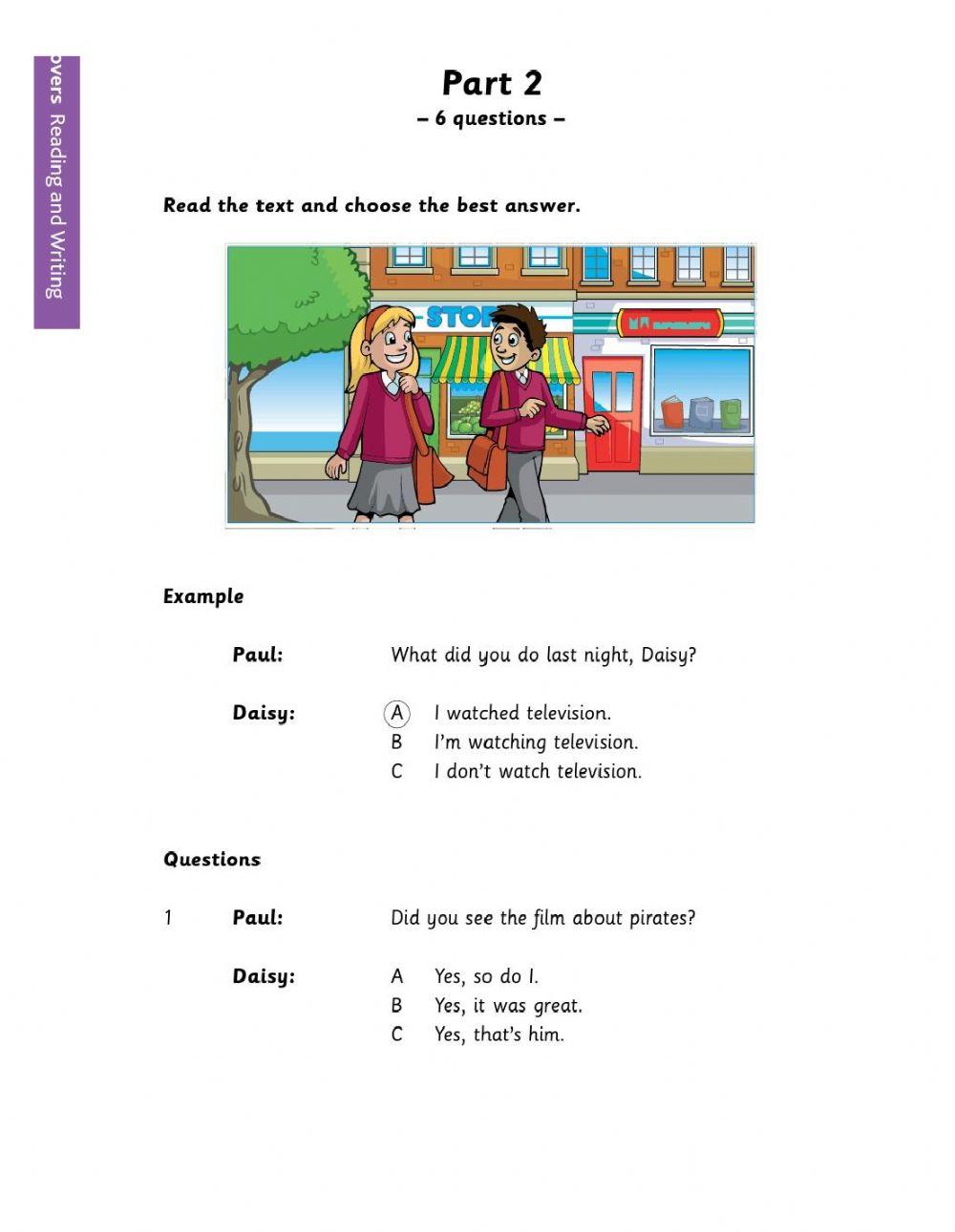 Movers Reading and Writing- Parts 1-3.