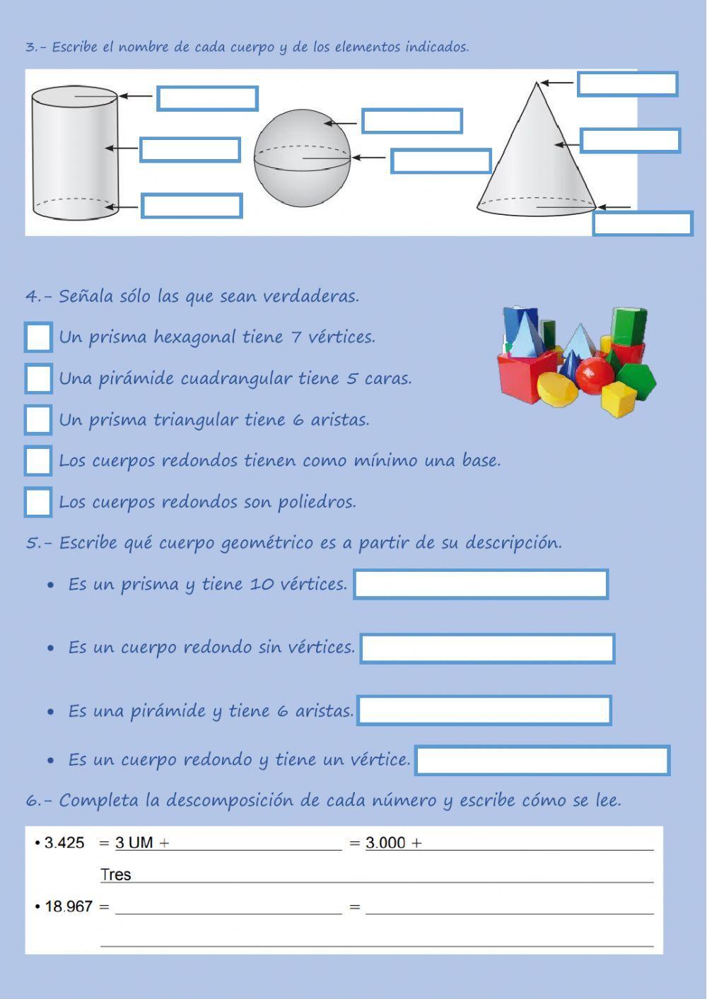 Control de matemáticas.Unidad 12