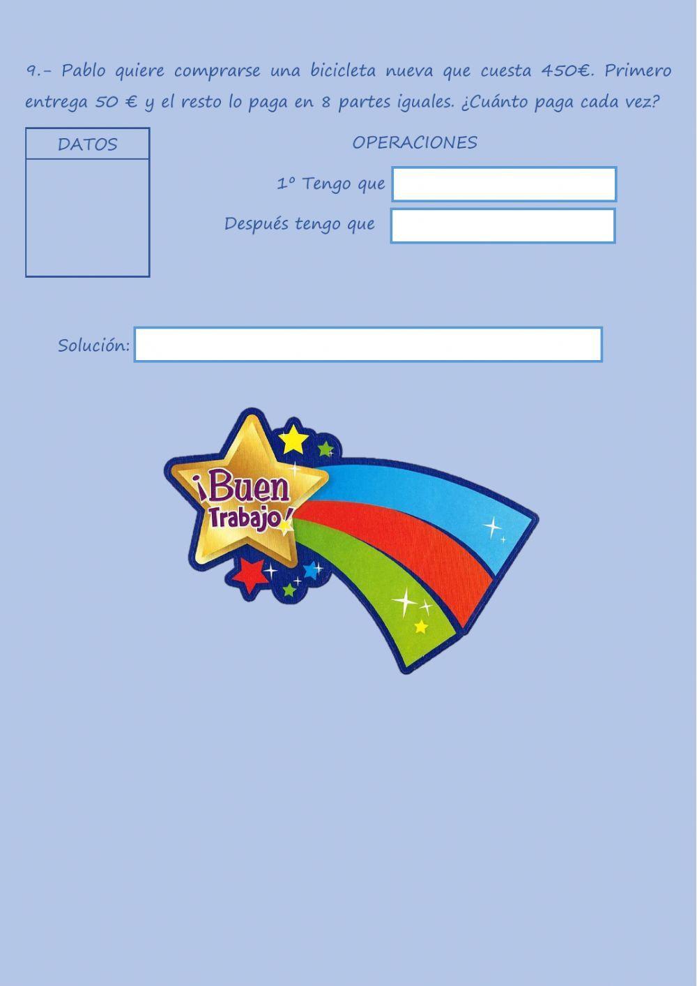 Control de matemáticas.Unidad 12