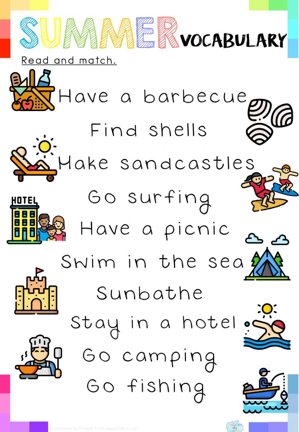 Read and match: Summer