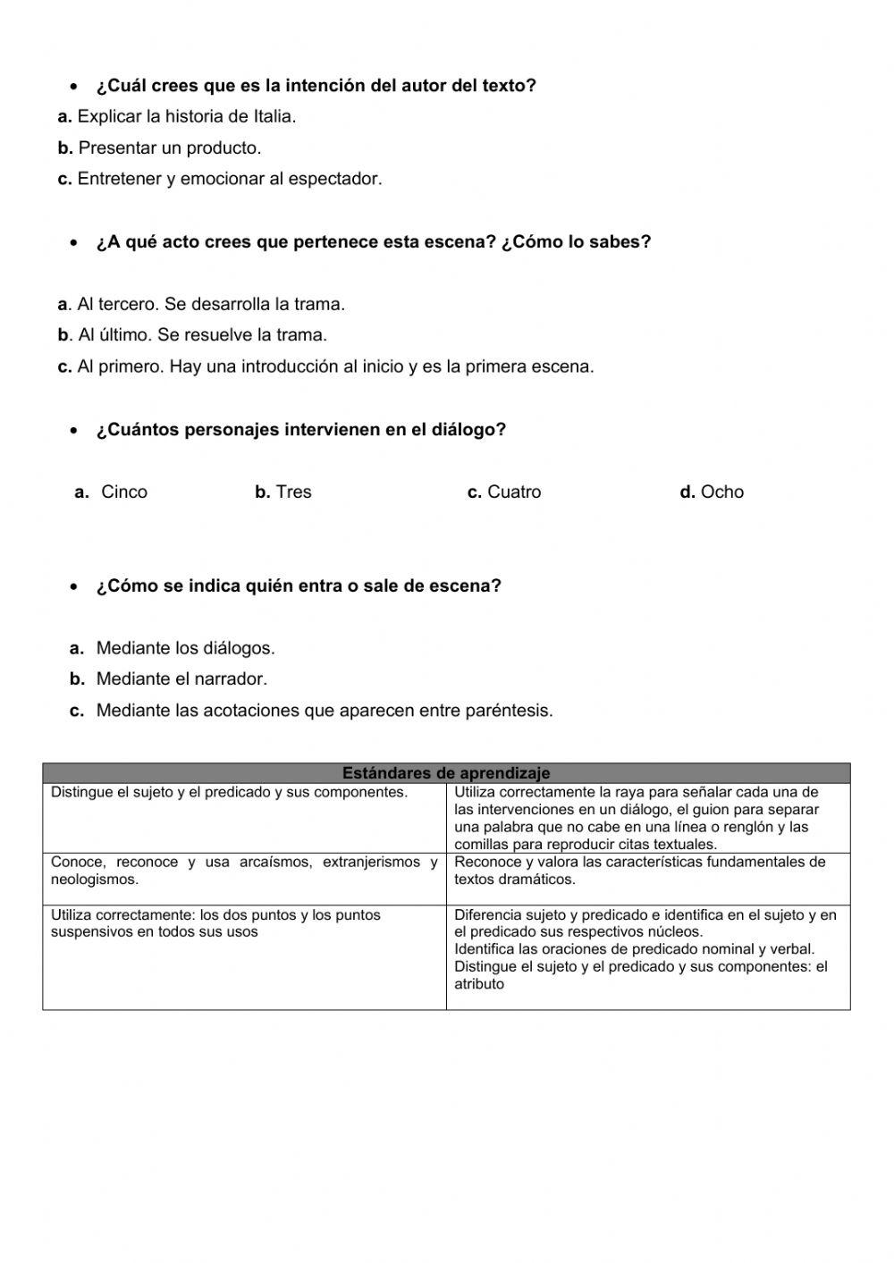Examen tema 11 y 12 Edelvives. Lengua- 6º Primaria