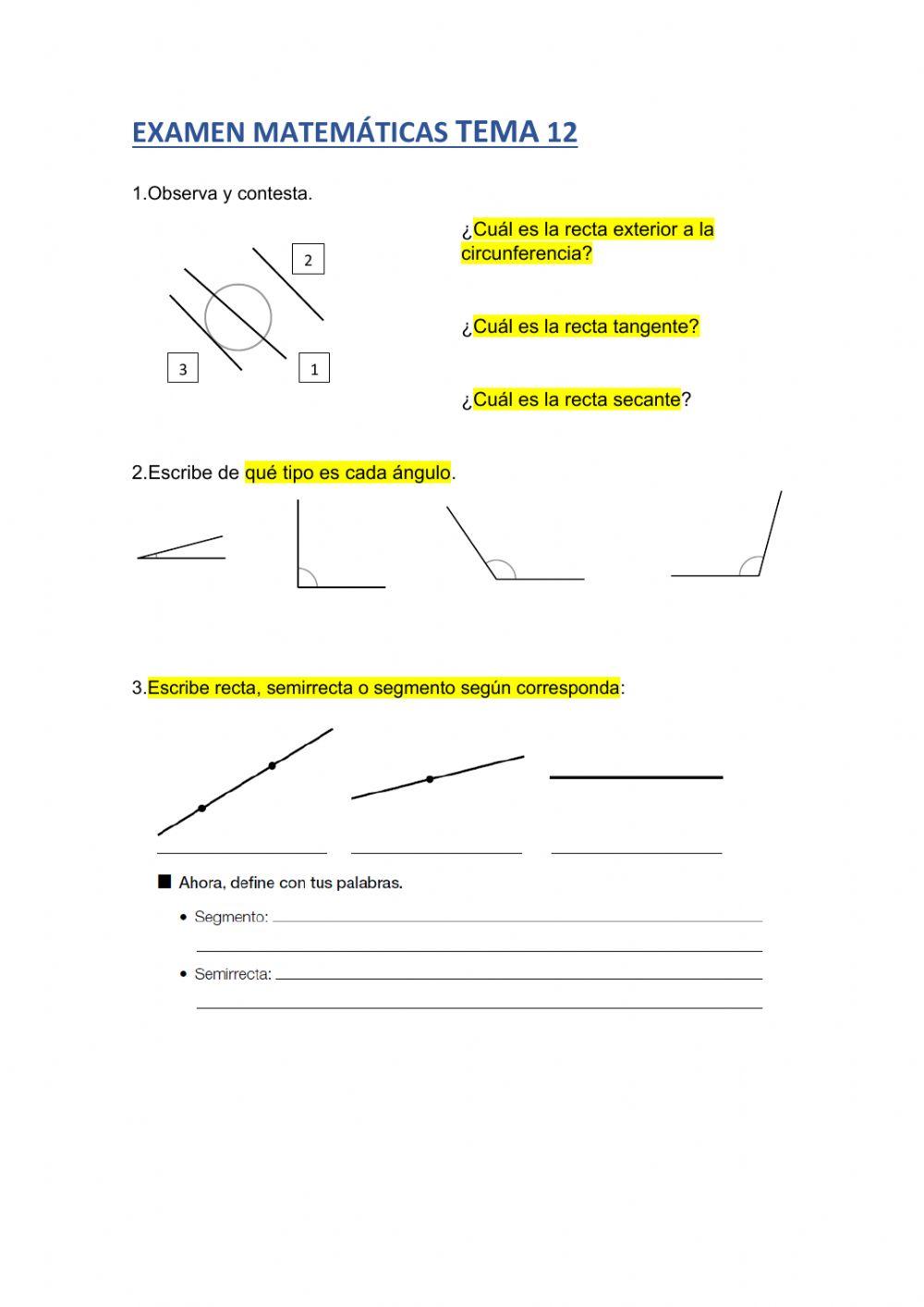 Examen matemáticas tema 12 adaptado
