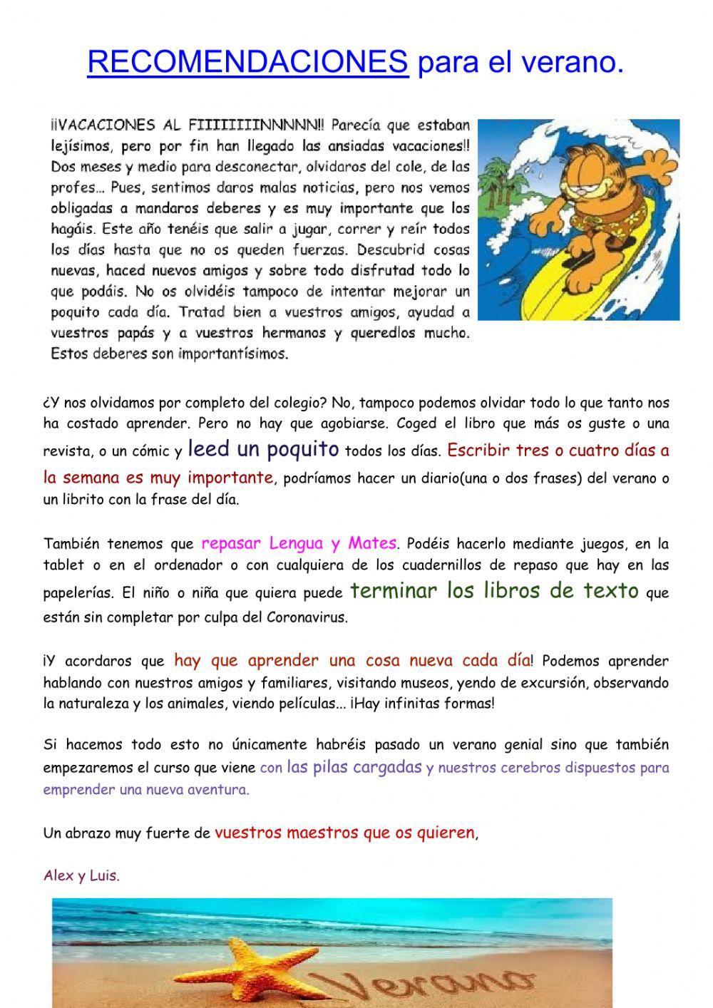 Recomendaciones para el verano.